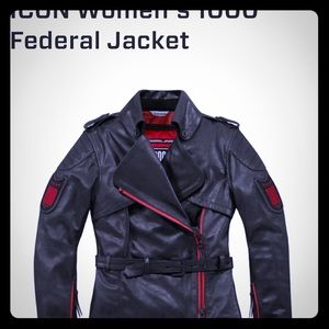 Black leather Icon Federal 1000 jacket / Medium